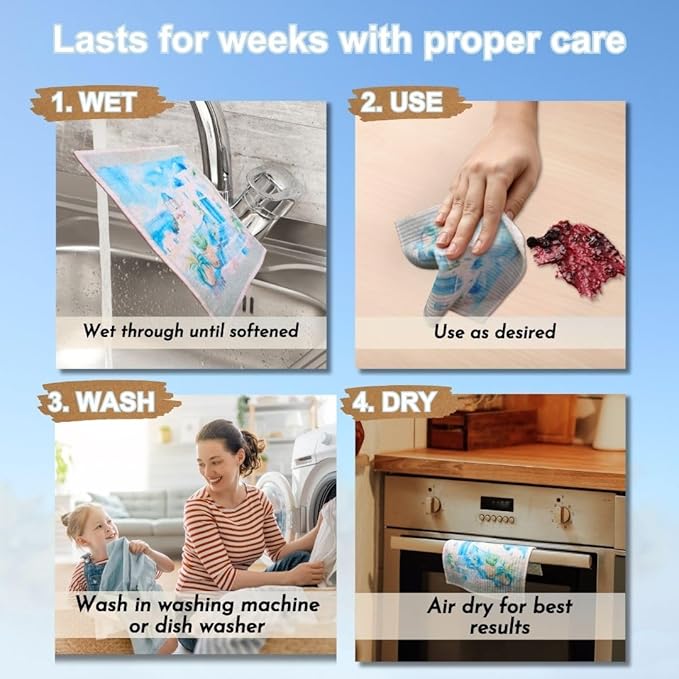 Sunshine State Goods Swedish Dishcloths for Kitchen - Ecofriendly Reusable Paper Towels, Biodegradable Dish Cloths - Cellulose Sponge Dish Cloths for Washing Dishes - 8 Pack (Mediterranean)