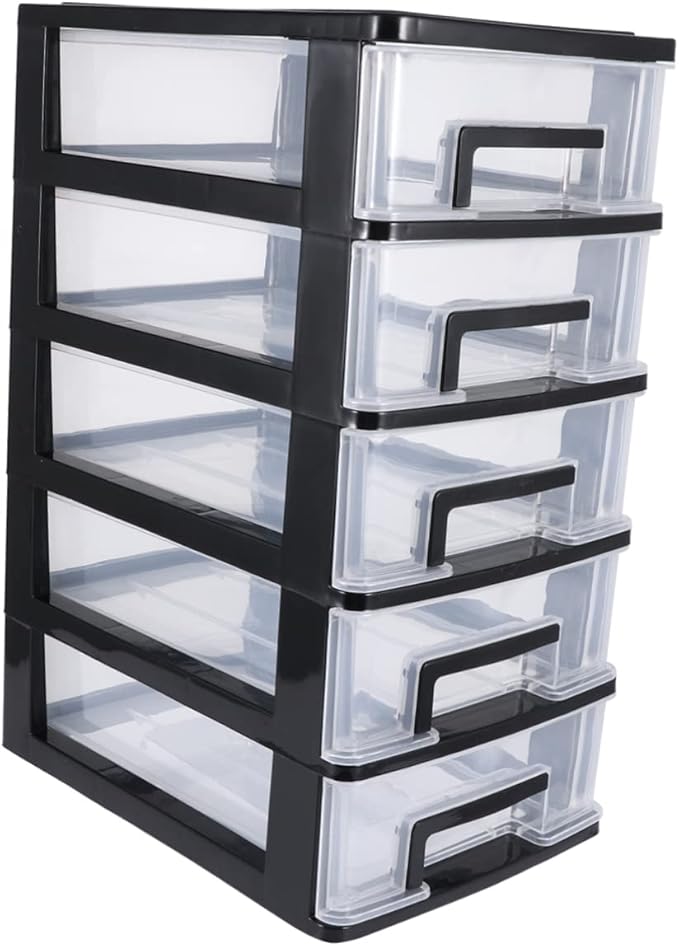 Desktop Storage Bins Dresser Set Clear Container Plastic Organizer Drawers Desktop Drawer Case Plastic Storage Bins with Drawers Storage Rack Locker Storage Box Paper