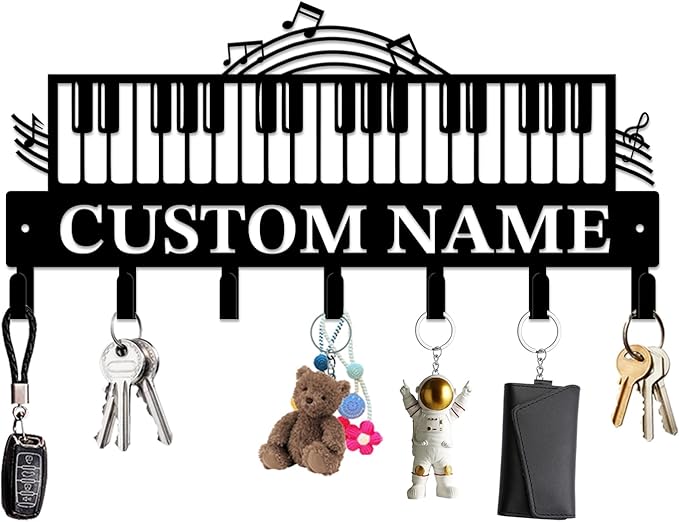 Personalized Custom Music Wall Hooks,Metal Music Room Art Clothes Hooks,Metal Music Wall Home Storage Decorative,For Front Door, Hallway, Kitchen, Bedroom,Keys,Hats (Style D)