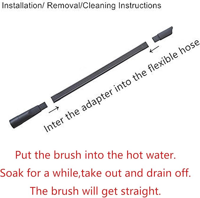 EZ SPARES 25-inch Flexible Crevice Cleaning Tool Replacement for Vacuum Hoses Accepting 1-1/4"(32mm) or 1-3/8"(35mm) Attachment for Home & Car Detailing Removable Brush Head Univeral