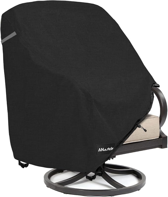 Patio Chair Covers,600D Waterproof Heavy Duty Outdoor Lawn Patio Furniture Covers,Patio Swivel Chair Covers for Outdoor Furniture(35W x 37D x 36H inches) Black