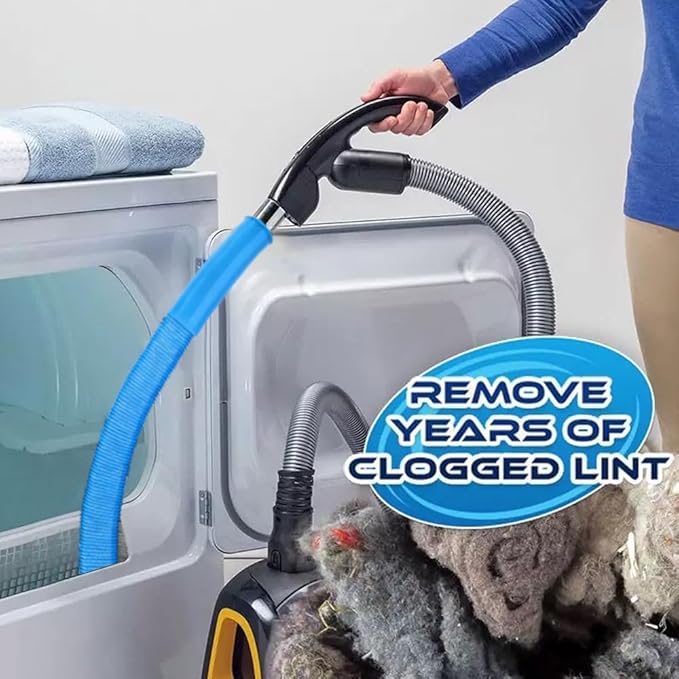 2 Pieces Dryer Vent Cleaner Kit, Dryer Vent Cleaning Kit for Safevent Pro, Dryer Lint Vacuum Attachment and Flexible Dryer Lint Brush, Universal Vacuum Adapter for Dryer Vents (Blue)