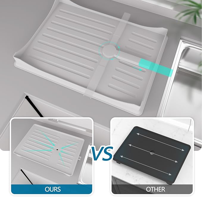 B-Land Dish Drying Rack: 2 Tier Dish Racks for Kitchen Counter - Large Rust Proof Dish Drying Rack with Aluminum - Detachable Dish Drainer Organizer with Utensil Holders Drainboard Silver