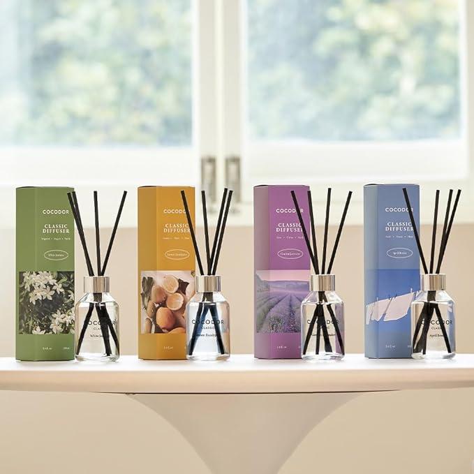 COCODOR Classic Reed Diffuser/Black Cherry/3.4oz(100ml)/1 Pack/Home Fragrance Scent Essential Oil Stick Diffuser for Bedroom Bathroom Home Décor