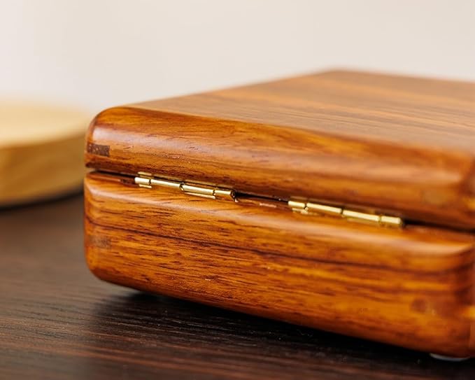 Solid Wood Ring Organizer, Handmade Walnut Jewelry Case for Multiple Rings, Cufflinks, Earrings - Portable Travel Size - Wooden Vintage Gift for Women, Valentine, Mother's Day