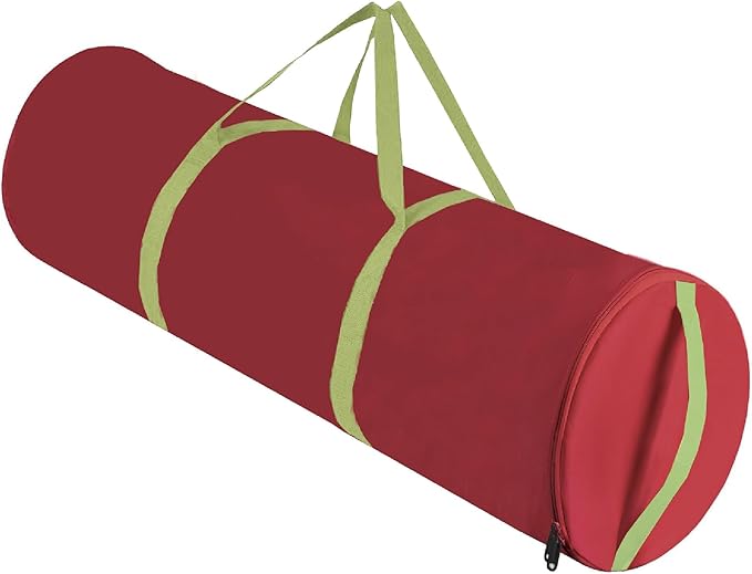 OUTTDID Christmas Wrapping Paper Organizer Storage, 41" Gift Wrapping Paper Storage Containers, 600D Oxford Fabric Gift Wrap Paper Holder Fits 18-25 Rolls, with Handles and Zippered, Red