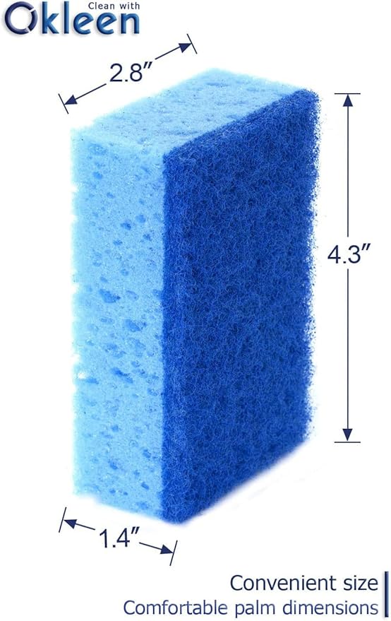 Okleen Blue Multi Use Scrub Sponges. Made in Europe. 9 Pack