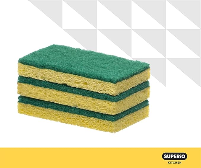 Kitchen Sponges for Washing Dishes, Non-Scratch Cellulose Dish Scrub Sponges, Cleaning Sponges for Household Use, Safe Cleaning Products, Kitchen Sponges Pack of 24, by Superio