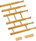 GZOOGHOME 6 Pack Bamboo Drawer Dividers with 12 Inserts, Expandable Adjustable Clothes Drawer Organizers and Storage from 17" to 22" for Kitchen, Bedroom, Dresser, Cosmetics (Natural)