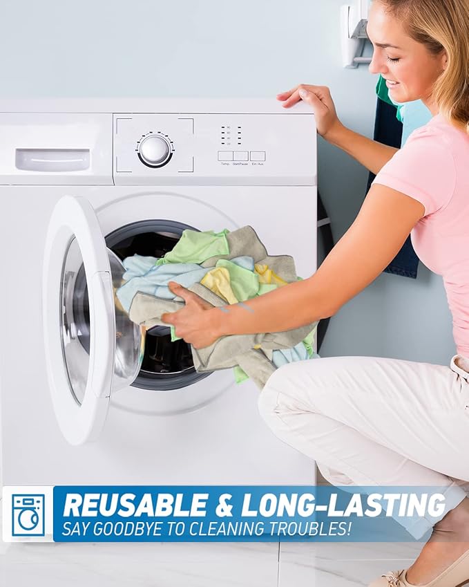 WEAWE Microfiber Cleaning Cloth-24Pcs (13x13 inch) Ultra Soft Highly Absorbent Rags for Housekeeping-Machine Wash (Black)