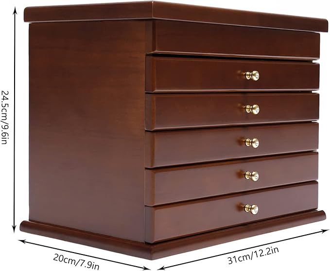 6-layer Jewelry Box Organizer,Lucky Four Leaf Clover Rustic Wooden Jewelry Boxes & Organizers,Jewelry Storage for Rings Earrings Necklaces Bracelets Christmas New Year Gift