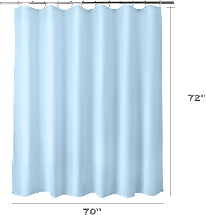 Titanker Fabric Shower Curtain Liner, Baby Blue, Waterproof, Lightweight, Machine Washable, 70 x 72 Inches