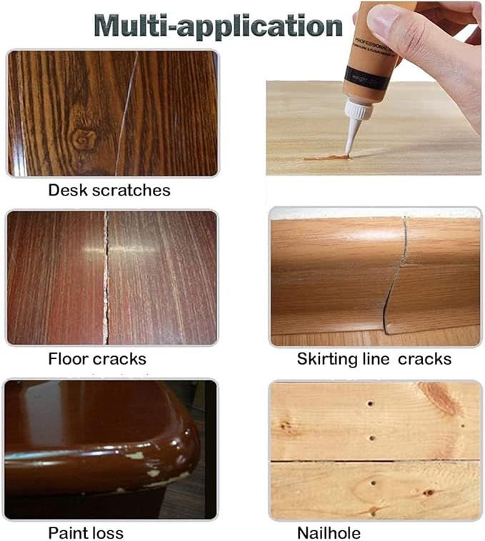 SEISSO Wood Repair Kit Touch up Paint Restore Any Wooden Furniture Stain, 12 Colors Cover Surface Scratch for Wooden Floor Table, Filler Furniture Paint Oak, Cabinet, Door, Veneer, Walnut