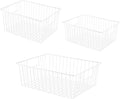 Nprohuge Freezer Organizer Bins, Upright Freezer Storage Blacks for 16, 17, 21 cu.ft Standup Freezer, Deep Freezer Organizer Bin with Hndle Add Space Easy Reach, White, 3Pack.