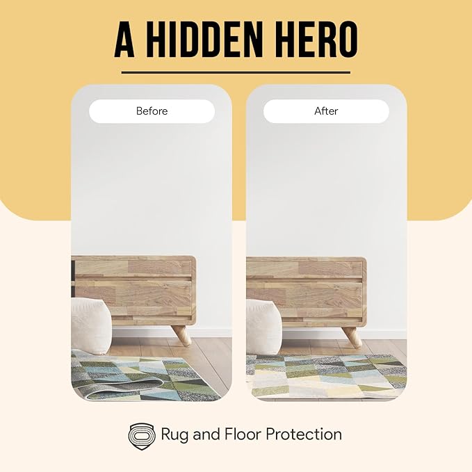 Non Slip Area Rug Gripper 4x6 Feet, Rug Gripper for Hardwood Floors, Laminate, Vinyl, Stone & Tile, Anti Slip Area Rug Pad for Under Rugs