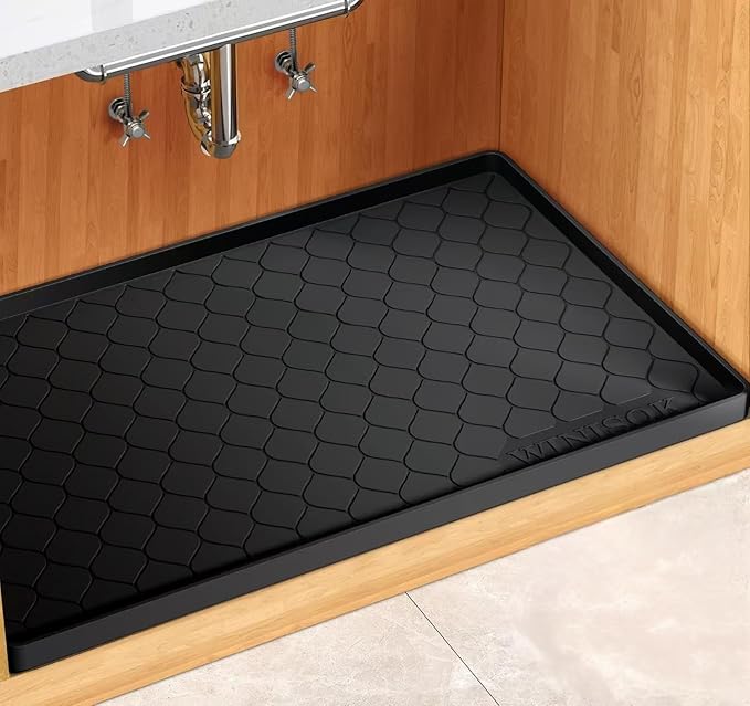 Winisok Silicone Under Sink Mat 28" x 19", kitchen Essentials and Gadgets, Shelf liner and Cabinet Protector, Home Organizers and Storage, Waterproof Bathroom Tray