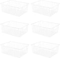 Nprohuge Freezer Organizer Bins, Upright Freezer Baskets for 16, 17, 21 cu.ft Standup Freezer, Wire Storage Baskets with Built-in Handles, 6Pcs, White