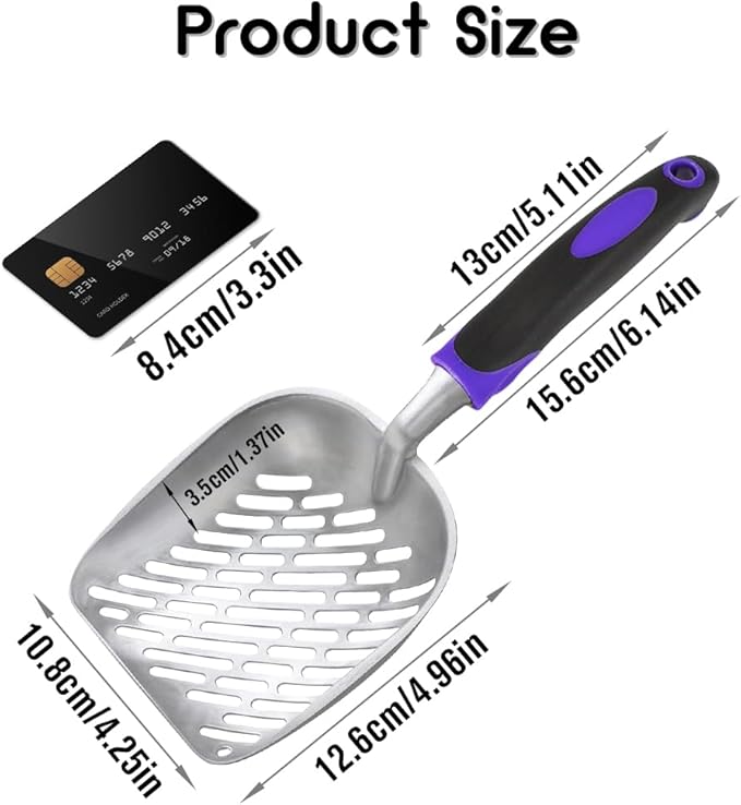 Apidgrowth Cat Litter Scoop -Metal Cat Litter Scoop-Upgrade Sturdy Mesh Scooper - Mesh Shovel-Easy to Clean - Suitable for Cat Litter Box -Purple-More