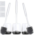 Lefree 3 Pack Silicone Toilet Bowl Brush and Holder Set with Ventilated Holder, Floor Standing & Wall Mounted Toilet Scrubber