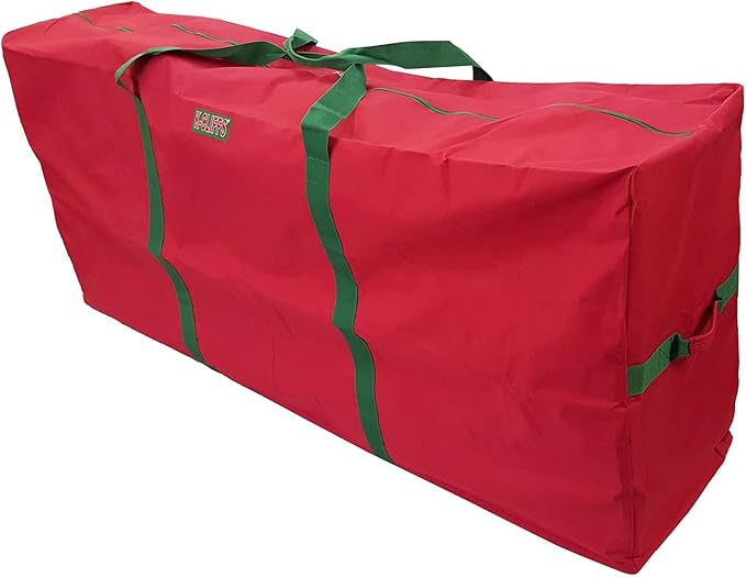 K-Cliffs Extra Large Christmas Tree Storage Bag Heavy Duty X'Mas Holiday Decoration Duffel Fits 9 ft Artificial Trees Durable Quality 65" x 30" x 15" Red