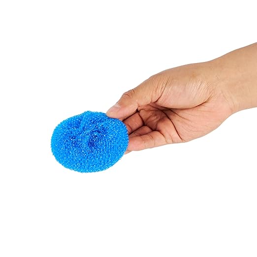 Restaurantware Plastic Dish Scrubbers 40 Pack 2.953 x 2.953 x 0.984 Inches Durable Non-Scratch Scrubbers Plastic Mesh Cleaning Pads Easy Grip Assorted Colors for Multi-Surface Cleaning