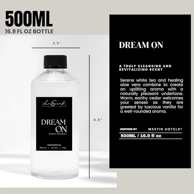 Dream ON Aroma Diffuser Oil 500ML - Waterless Essential Oil for diffusers - Luxury Hotel Fragrance - Oils for Aromatherapy - Fits in Any Diffuser (500ML, Dream ON)