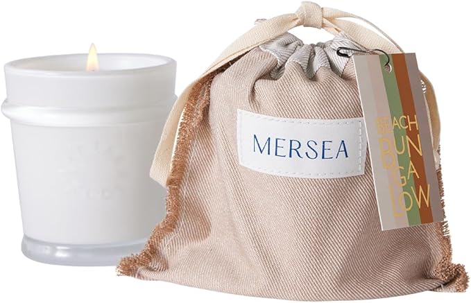 MERSEA Beach Bungalow Sandbag Candle, Scented Candle with Canvas Bag (6.5 oz)