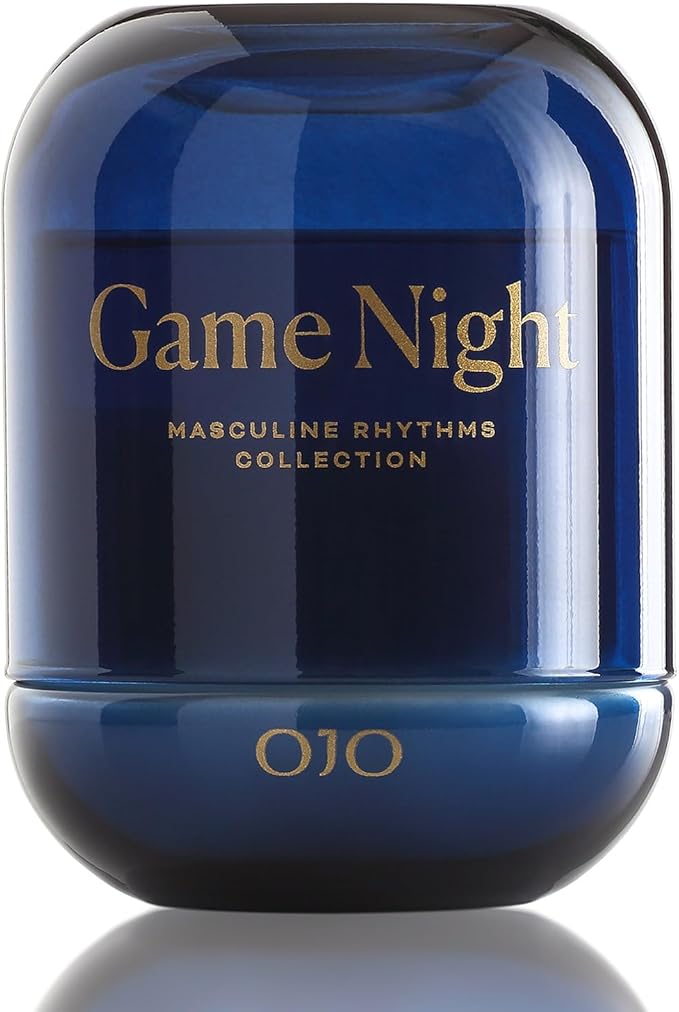 OJO Game Night Scented Candle – 7.8 oz Jar Candle with Deep Love, Woody, Ambery | Over 35-Hour Long-Lasting Burn | Premium Blend Wax, Home Fragrance and Gift for Special Days