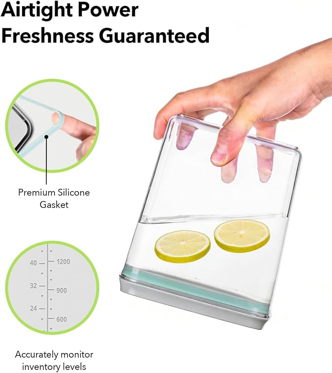 EQI Airtight Food Storage Container with One-Touch Lid, 8-Piece Set (1.3, 2.1, 2.9, 3.6 QT* 2) Stackable Durable BPA-Free for Flour, Cereal & Complete Pantry Organization.