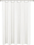 Biscaynebay Fabric Shower Curtain or Liner 72" by 72", Ivory Water Repellent Damask Stripes Bathroom Curtains Machine Washable