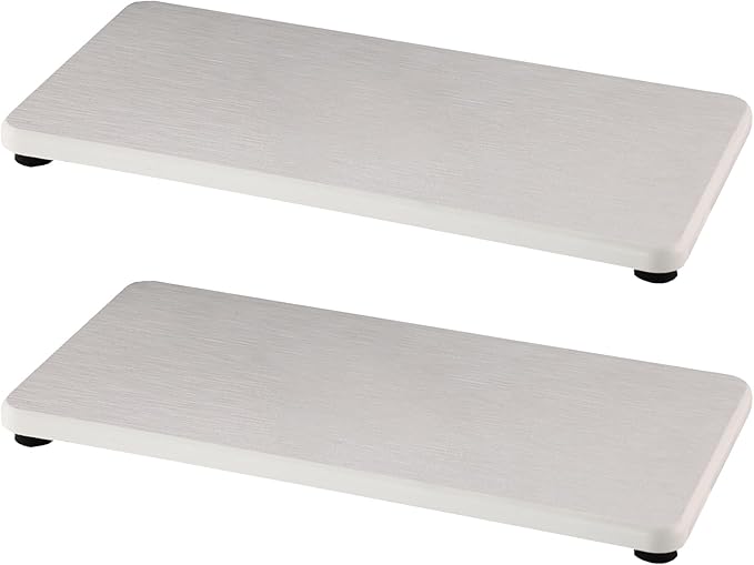 NiuYichee 2 Pcs Water Absorbing Stone Trays, Kitchen/Bathroom Sink Soap Dish, Diatomite Tray Used for Hand Soap & Cosmetic Bottles in The Modern Home, 4" W x 8.3" L, White