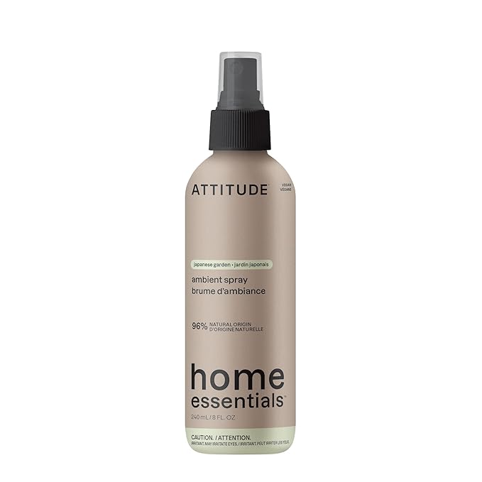 ATTITUDE Scented Room and Air Freshner Spray, for Home and Bathroom, Natural Origin Ingredients, Vegan,Floral and Woody Scent, Japanese Garden, 8 Fl Oz