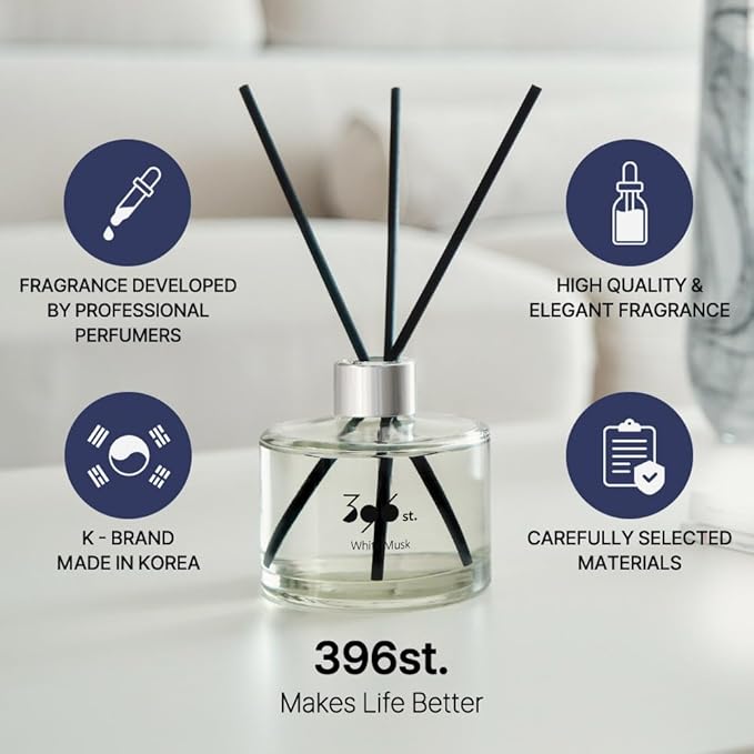 396 st. Reed Diffuser, Baby Powder, 200ml(6.7oz) / Reed Diffuser Sets, Home Fragrance, Scented Oils, Home & Bathroom Décor