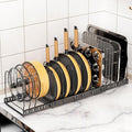Besda Pot and Pan Organizer Rack for Cabinet, Expandable Pot Lid Organizer Holder with 12 Adjustable Compartment for Kitchen Cutting Board, Pan Lid, Cabinet Cookware Baking