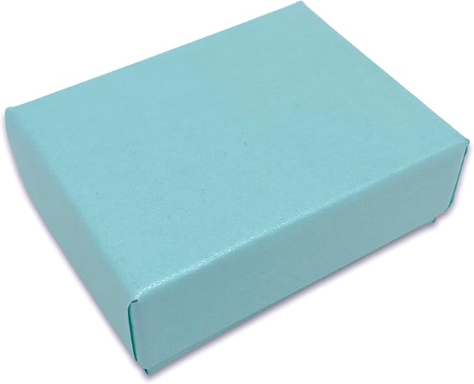 TheDisplayGuys - 100-Pack #11 Cotton Filled Cardboard Paper Jewelry Boxes Gift Case - Pearl Teal (2.1" x 1.8" x 0.8") - for Shipping or Storage