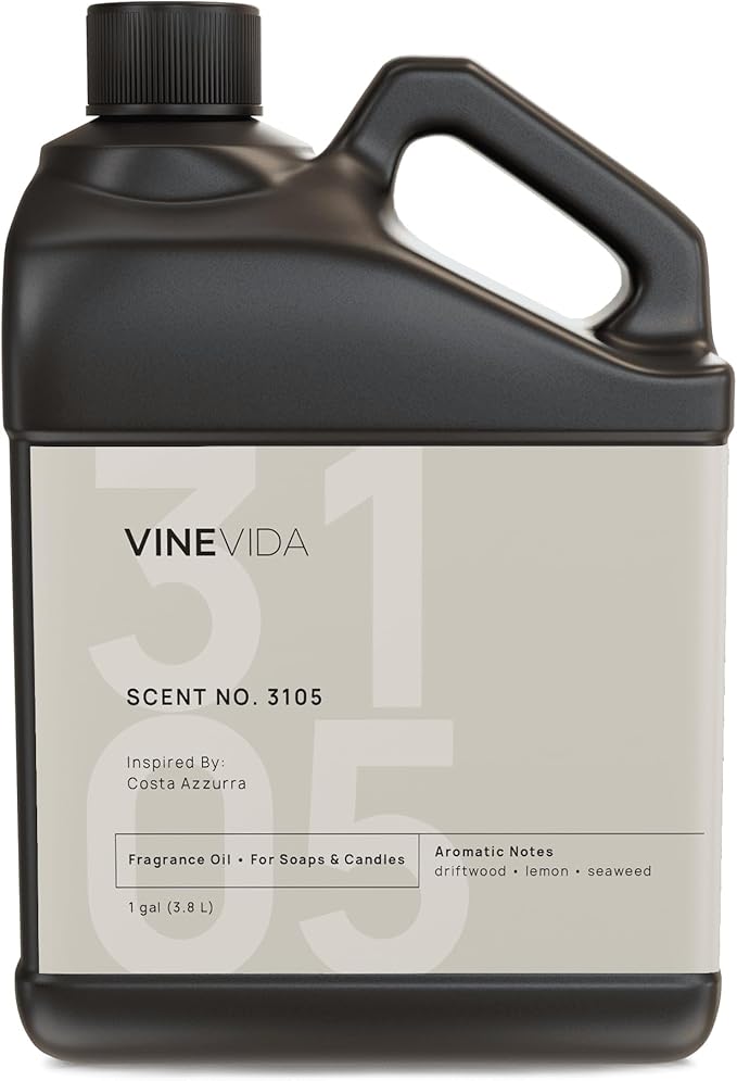 VINEVIDA Scent NO. 3105 Fragrance Oil - 1 Gallon (8lbs) - Inspired by: Costa Azzurra Fragrance Oil for Candle Making - Made in USA Candle Scents Scents for Soap Making