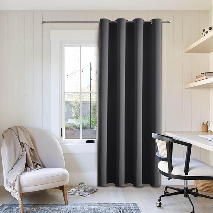 ChrisDowa Grommet Blackout Curtains for Bedroom - Thermal Insulated Room Darkening Curtains for Living Room (1 Panel Set, Dark Grey,52W x 84L)