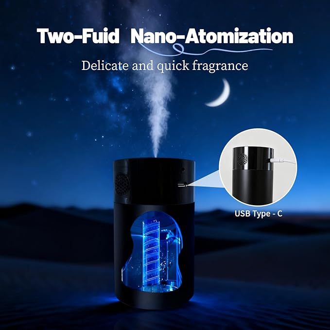 Smart AI Control Waterless Scent Diffuser Starter Kit - Alloy Atomization System, Rechargeable Hotel Scent Diffuser, 1500 Sq Ft Coverage, for Home, Large Room, Spa, Cream (Voice Control)