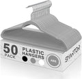 SMARTOR Plastic Hangers 50 Pack, Thin Hangers with 360° Swivel Hook, Non-Velvet Hanger Heavy Duty Clothes Holders for Closet - Durable Adult Hanger, Space Saving Hangars - Grey