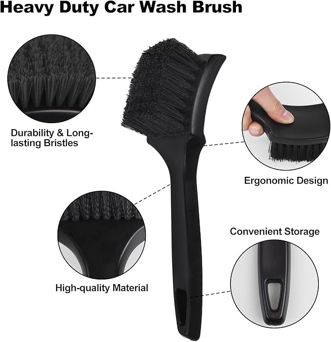 NIKCOSMK Wheel Brush, Wheel & Rim Cleaner Brush, Tire Brush, Wheel Cleaning Brush, Bendable & Durable Car Wheel Brush Set, Car Detailing Brushes, Wheel Brushes for Cleaning Wheels