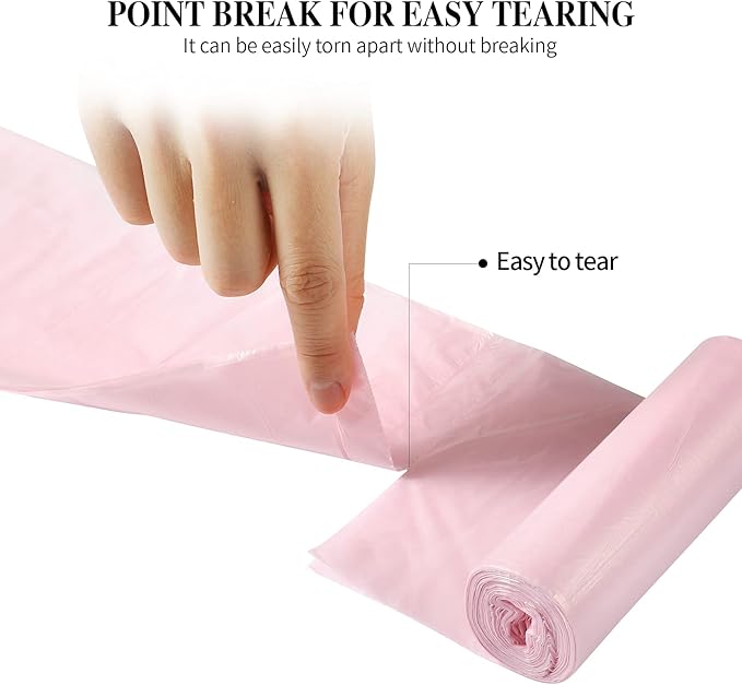 5 Rolls Small Trash Bags - 200 Counts Durable 4 Gallon Small Garbage Bags for home office kitchen Bathroom Bedroom Trash Can liners（Pink）