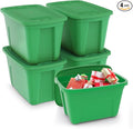 Storage Bins with Lids - Made in USA 18-Gallon (72-Quart) 4-Pack Green Storage Totes with Lids, Plastic Stackable Containers Large Storage Boxes for Home, Bathroom, Office Organization