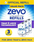 Zevo Plug-in Flying Insect Trap Refills, 3 Cartridges, Safe Indoor Bug Control for Home Use