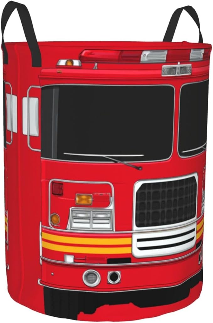 Fire Truck Laundry Basket Storage Bin Foldable Laundry Hamper Clothes Storage Bucket Organizer 19.6x15.7 Inch For Laundry Room/Bedroom/Bathroom