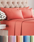 Cal King 6 Piece Sheet Set - Comfy Breathable & Cooling - Ultra-Soft Hotel Luxury Bedding Set with 8-16 Inch Deep Pockets - 1 Flat & 1 Fitted Sheet & 4 Pillowcases - Wrinkle Free & Easy Care - Coral