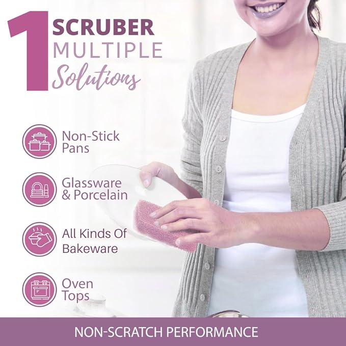 Peachy Clean Silicone Dish Sponge Scrubbers, Fresh & Clean Scent, Non-Scratch, Odor-Resistant, Durable Dish Sponges for Kitchen 3pk