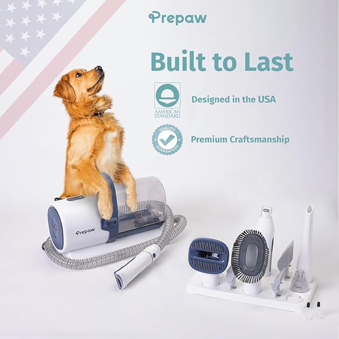 Prepaw Premium Pet Grooming Kit with Vacuum, 11000Pa Suction Power, 2.5L Dust Cup, 7 Grooming Tools, Cordless Paw Trimmer, Nail Grinder, Large Capacity Dust Cup, Whisper Operation, USA Design