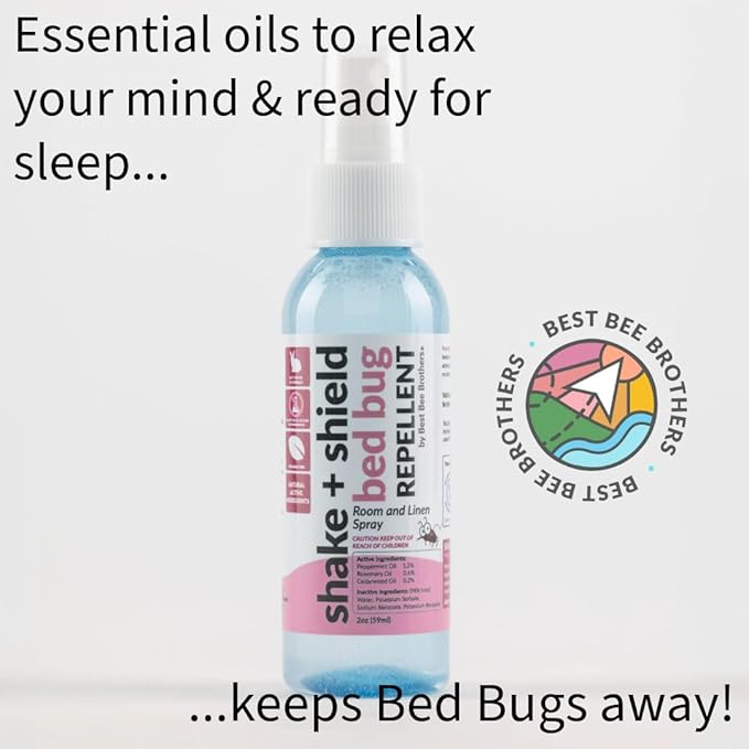 Best Bee Brothers Shake + Shield Room & Linen Bed Bug Spray – Non-Greasy Bug Spray Made with Plant-Based Ingredients, 8 Oz. + 2 Oz.