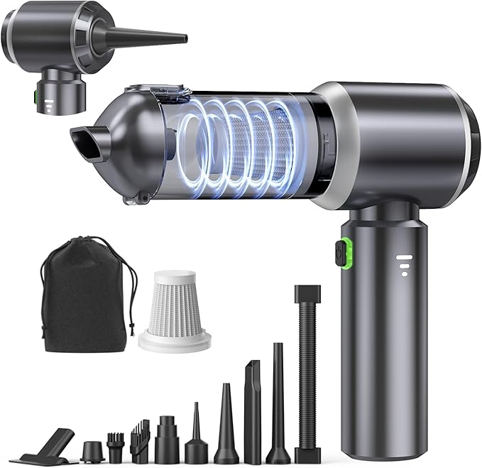 Ytnewin Car Vacuum Portable Cordless, Small Handheld Vacuum Cleaner with 24000PA High Power Suction, Mini Vacuum Cordless Rechargeable with One-Touch Empty, 10-in-1 Hand Vac for Car Home Office Dust