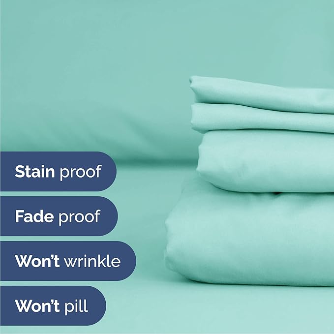 Cal King 6 Piece Sheet Set - Comfy Breathable & Cooling - Ultra-Soft Hotel Luxury Bedding Set w/ 8-16 Inch Deep Pockets - 1 Flat & 1 Fitted Sheet & 4 Pillowcases - Wrinkle Free & Easy Care - Spa Blue